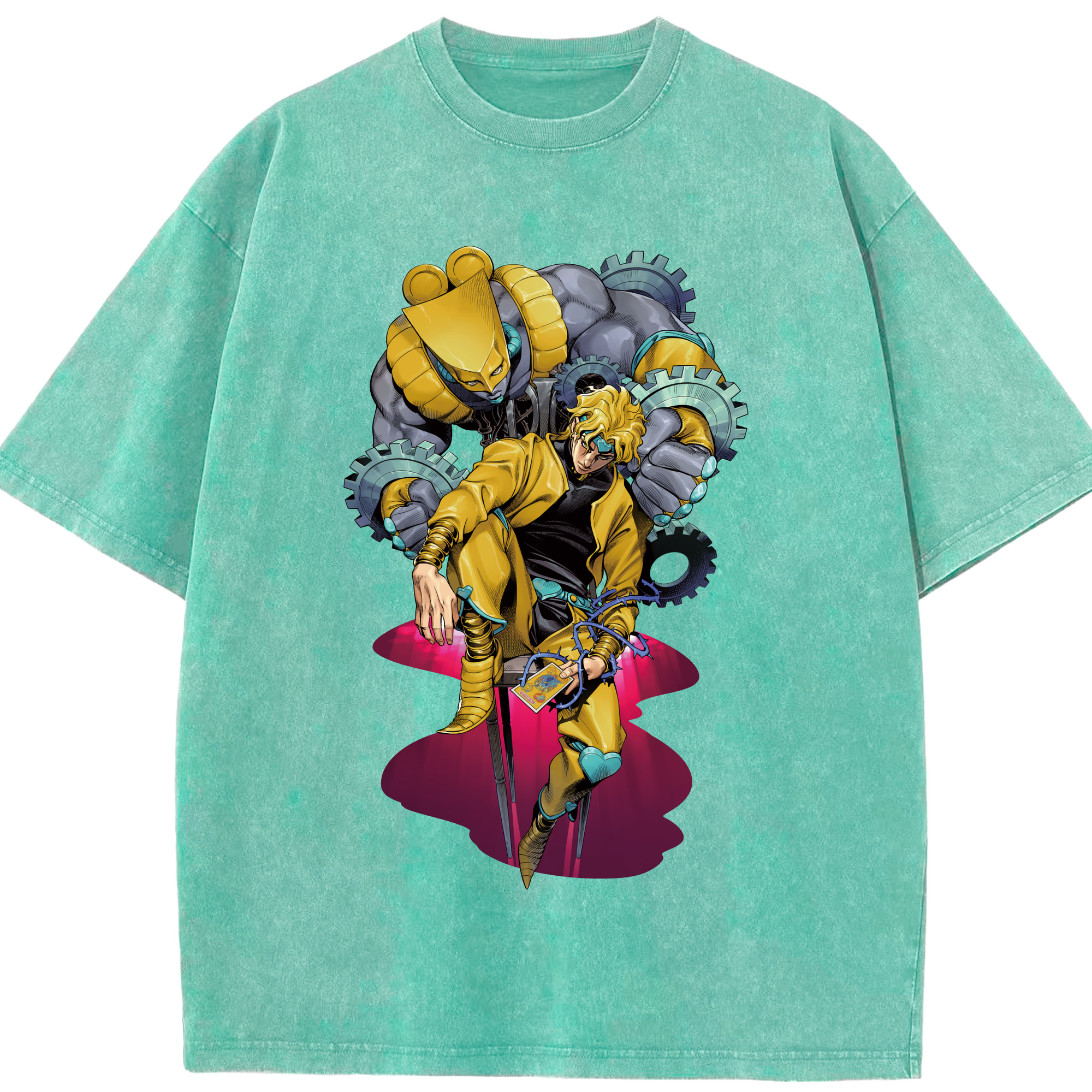 （画像用） ジョジョの奇妙な冒険 ディオ?ブランドー JoJo's Bizarre Adventure Dio Brando 綿100% ヴィンテージ風 半袖Tシャツ（フロントプリント）